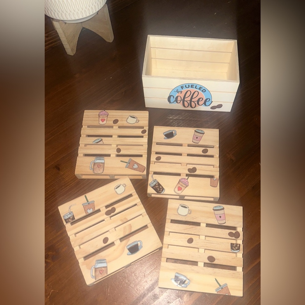 Wooden Coffee Coasters Set